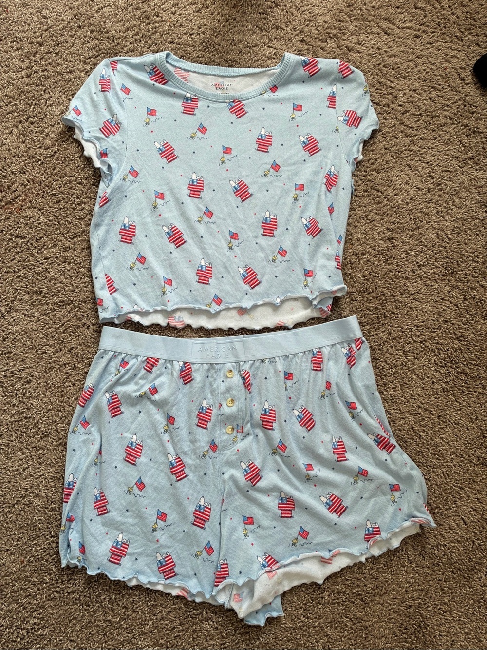 American Eagle Americana Peanuts Plush Lounge Set Size XL - Picture 3 of 8